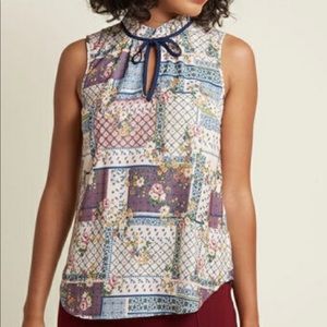ModCloth Sleeveless Patterned Tie Top Sz XL